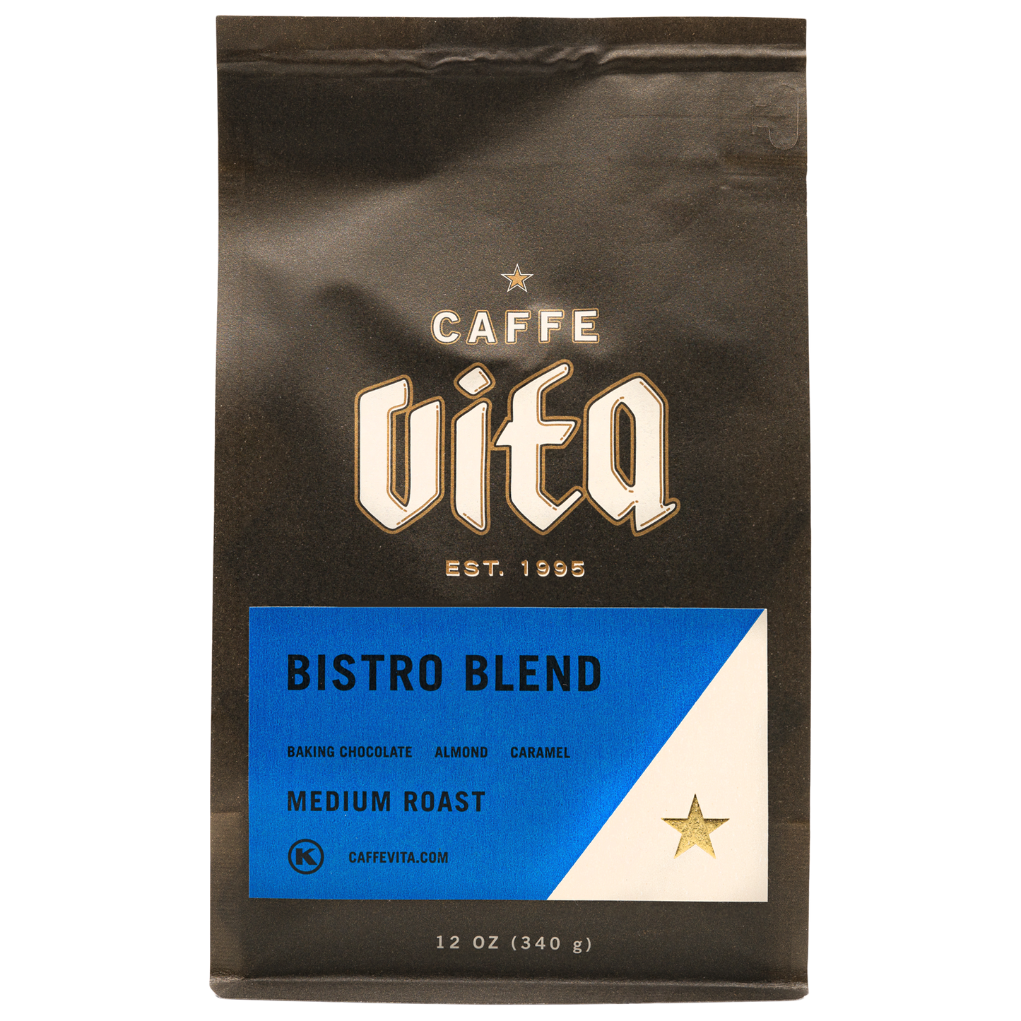 Front, 12oz Bistro Blend bag w blue label