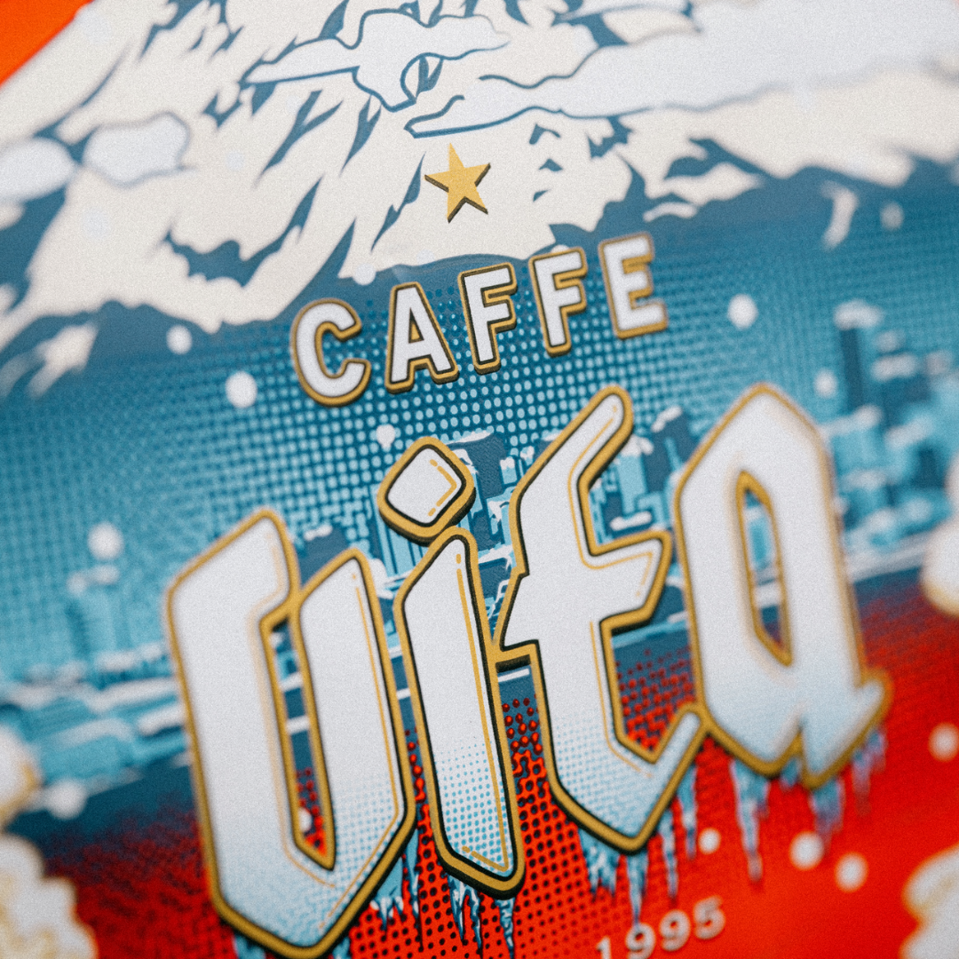 Image: 12oz Holiday Blend bag - close up.