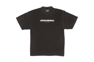 Black t-shirt with white text on no background