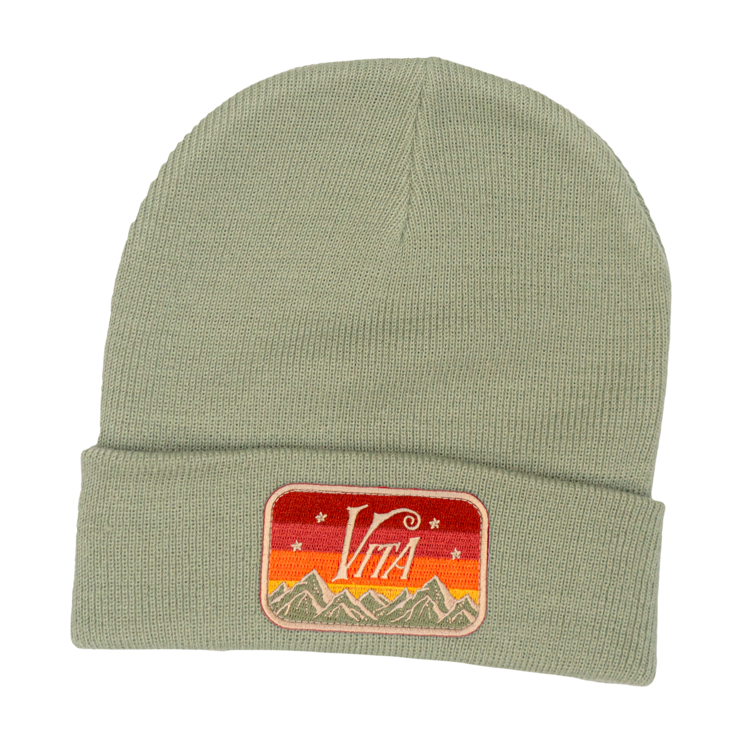 Product Image: olive beanie with Vitalogy patch.