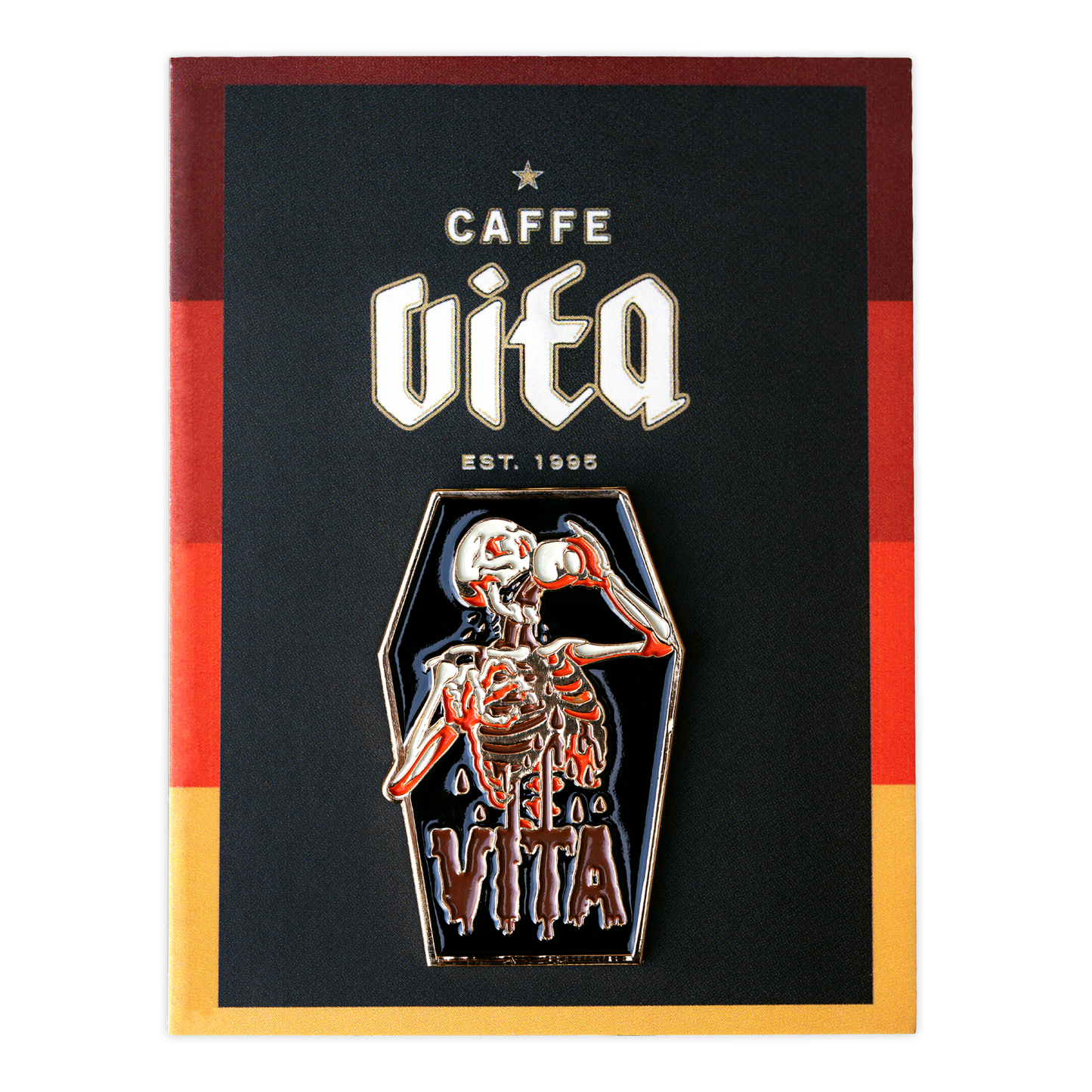 Product Image: skeleton enamel pin on card back.