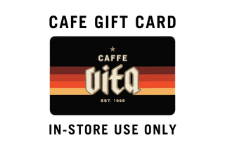 Cafe gift card with 'Caffe Vita' logo and text no background