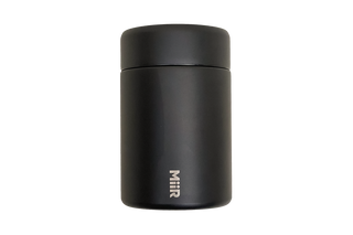 Black coffee canister, back, with MiiR logo