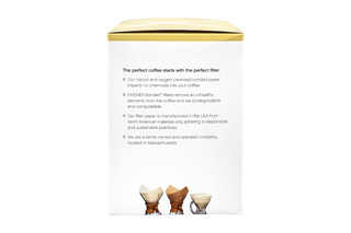 Box of Chemex filters, side 1