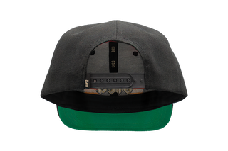 Black and green cap with a detailed back panel 