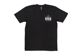 Black Cosmos T-Shirt front with Vita logo on chest. 