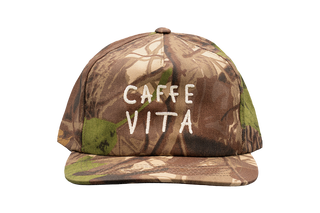Camouflage cap with 'CAFFE VITA' text front