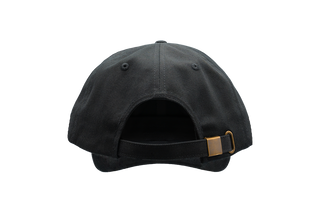 Black dad hat, back, with brass clasp