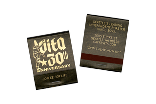 Two Vita coffee matchbooks, front and back no background. 