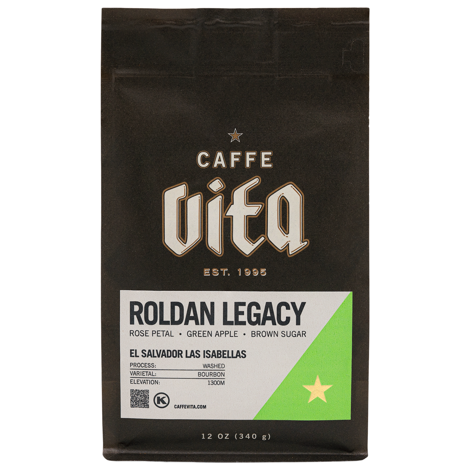 12oz bag with green Roldán label