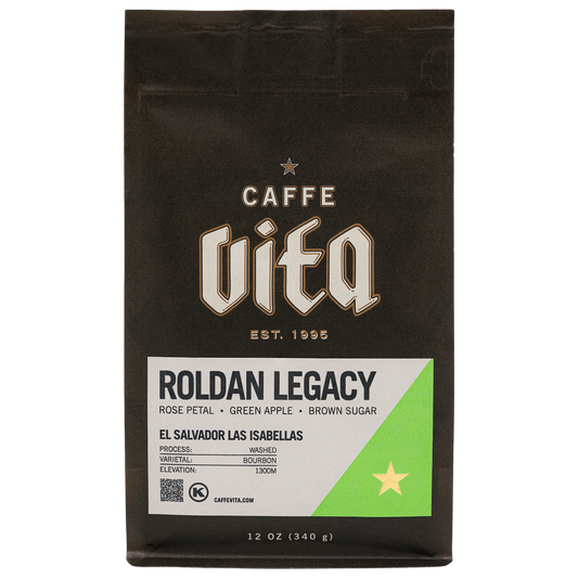 12oz bag with green Roldán label