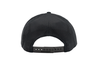 Trucker hat, back, black mesh with snap closure