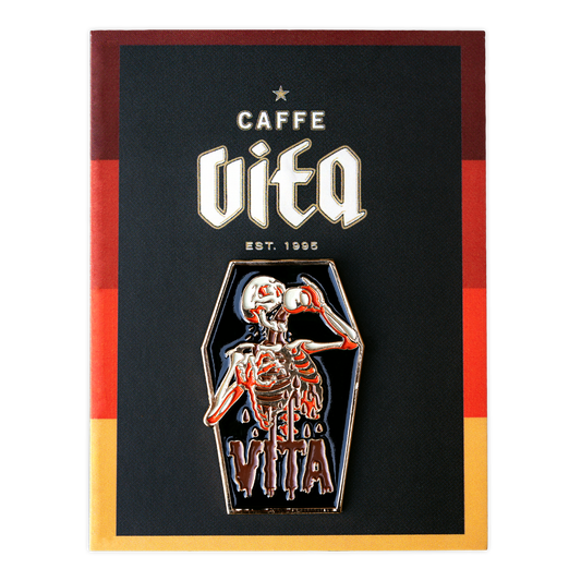 Product Image: skeleton enamel pin on card back. 