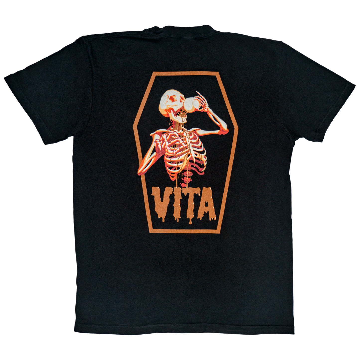 Product Image: Back of shirt, with skeleton design. 